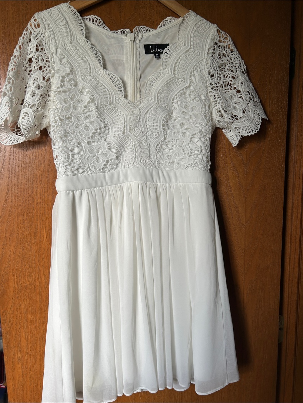 Lulu's White Lace Bodice Chiffon Mini Dress